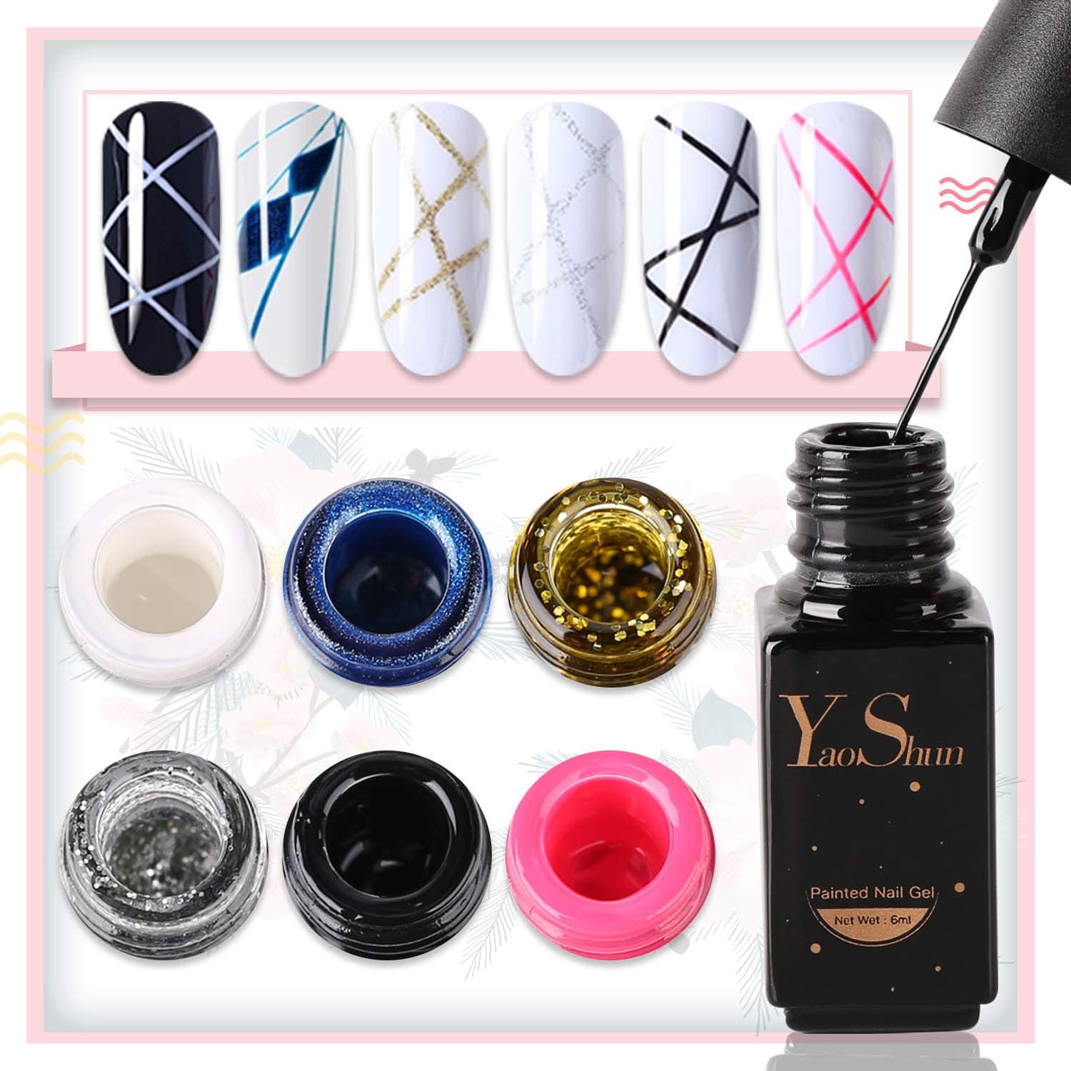 YaoShun Gel Nail Polish - Soak Off Gel Polish 6 Colors Gel Polish Kit, UV LED Painted Nail Gel Set Manicure Nail Art Kit 6ml Each