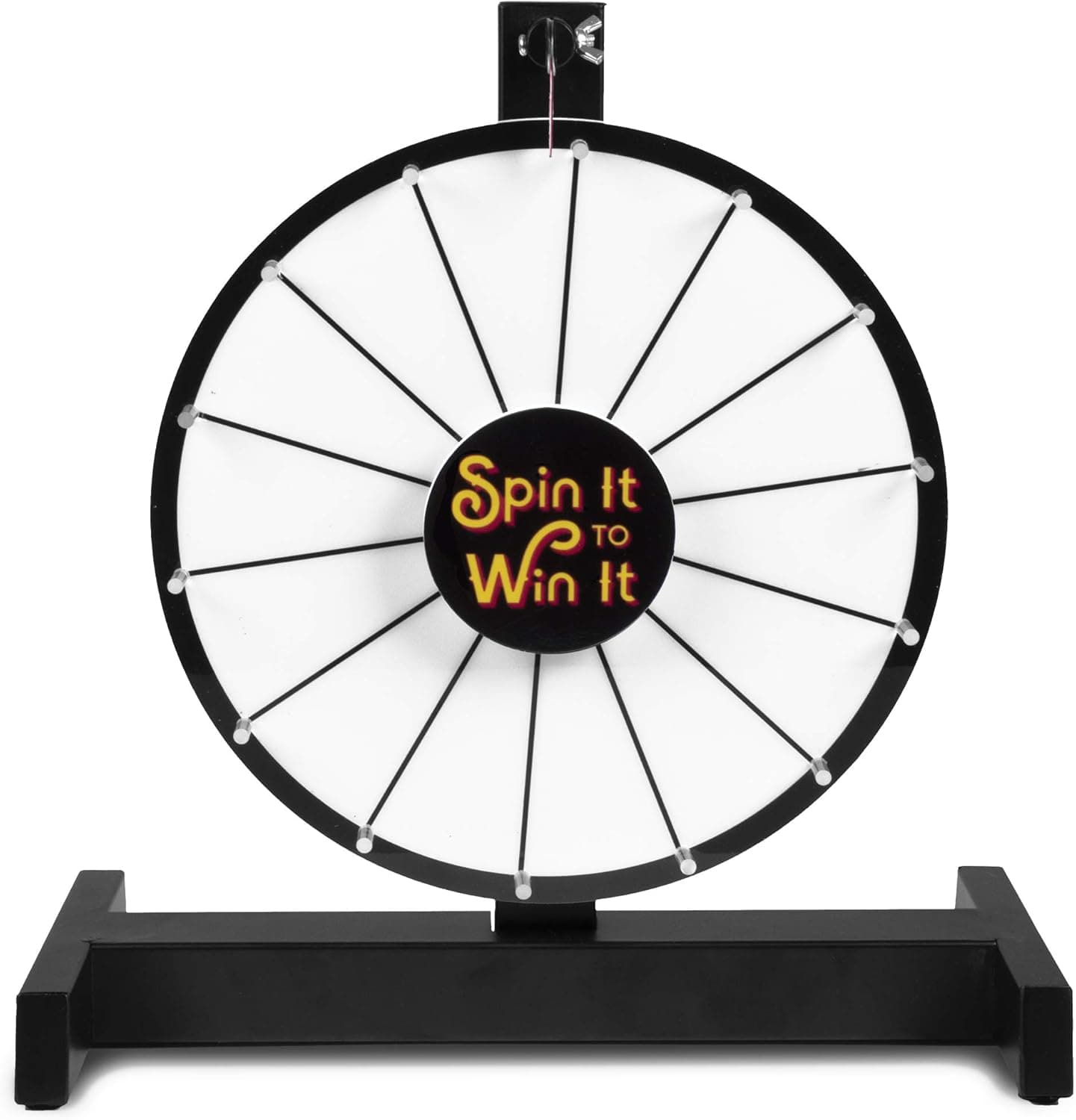 Brybelly Spin it to Win It Mini Prize Wheel, 12" | 14 Blank Dry Erase Slots, Customizable Dry Erase Button, Adjustable Spin Speed | Tabletop Prize Wheels for Trade Shows, Office Games, and Parties