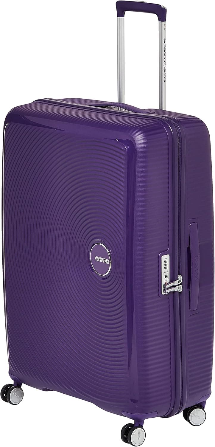 American Tourister Curio Hardside Luggage with Spinner Wheels, Purple, Checked-Medium 25-Inch