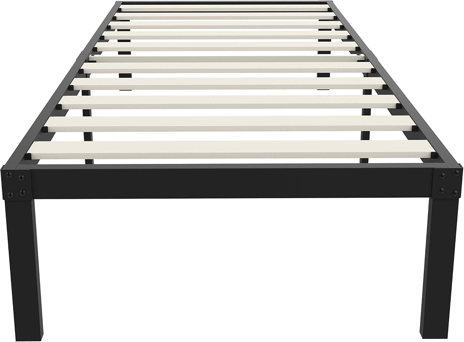 LEFTSIDE 16 Inch Non Slip Twin XL Bed Frame No Box Spring Needed, Metal Platform Bed Frames, 3200lbs Heavy Duty Wooden Slat, Mattress Foundation, Noise Free, Under Bed Storage, Easy Assembly,Black