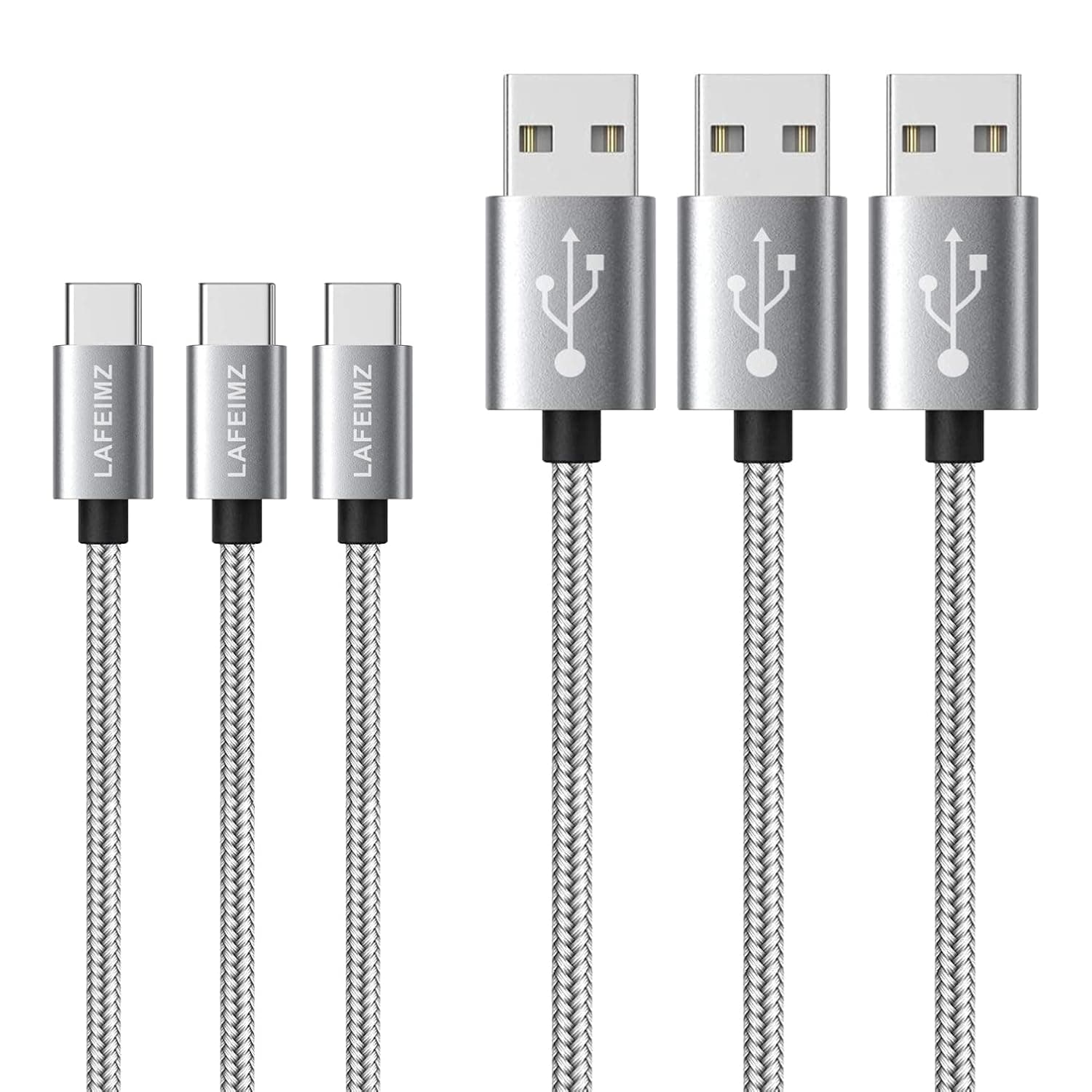 USB Type C Cable,USB A to USB C 3A Fast Charging(3-Pack 3.3ft) Premium Nylon Braided Charger Cord for Samsung Galaxy S20 S10 S9 S8 Plus,Note 20 10 9 8,Moto G8 G7 G6 G5 and More