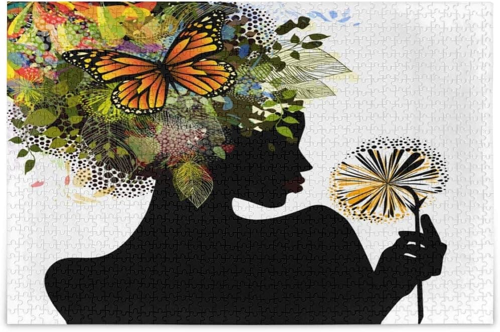 Nander Funny Puzzle 500 Piece Jigsaw Puzzle for Kids Adult Gift - African American Black Girl Woman Art Jigsaw Puzzle