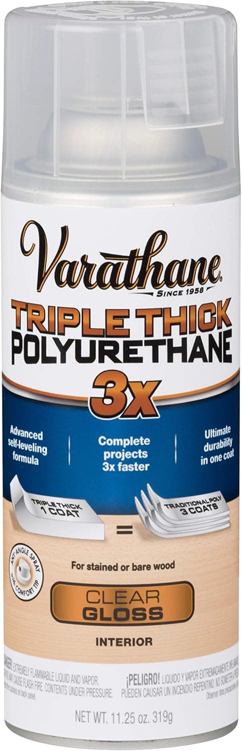 Varathane 318292 Spray Triple Thick Polyurethane, 11.25 Ounce, Gloss, 11 Ounce