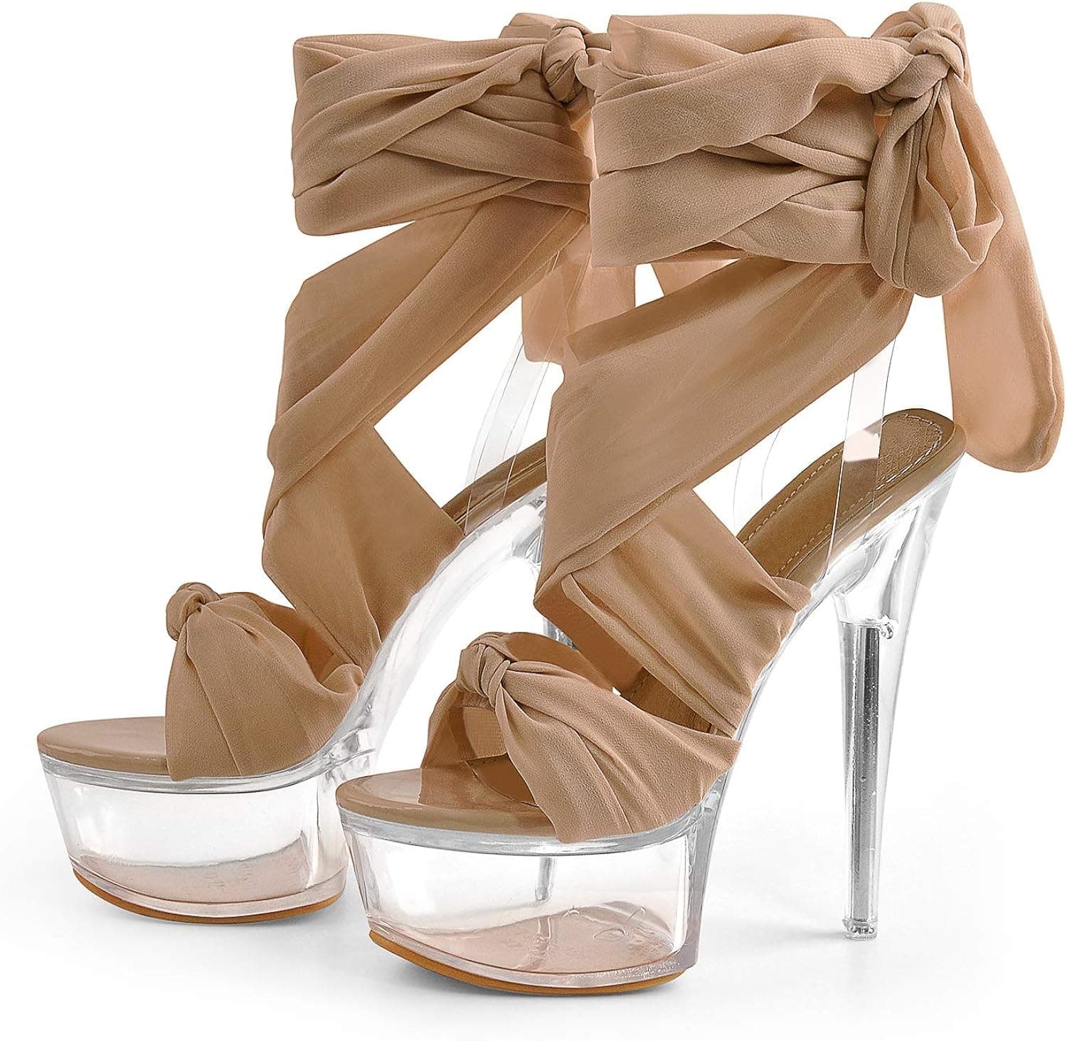 MissHeel Clear Platform Sexy Heels Lace-up