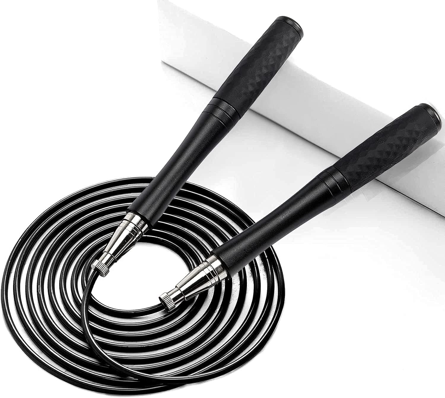 High Speed Jump Rope, 2Cables, Professional Fitness, Cardio Boxing Endurance Training Exercise Tangle-Free Adjustable Length Silicone Grip Design Weighted Jumping Rope Workout Home Gym Men Women Kids