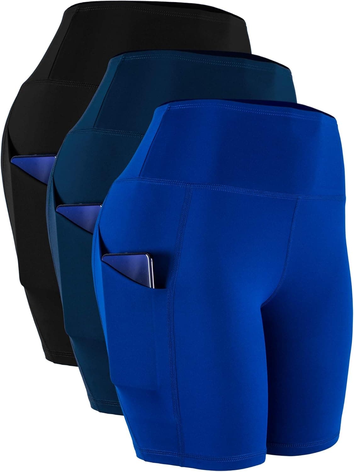 CADMUS Women's High Waist Spandex Yoga Shorts for Bike Running Two Side Pockets