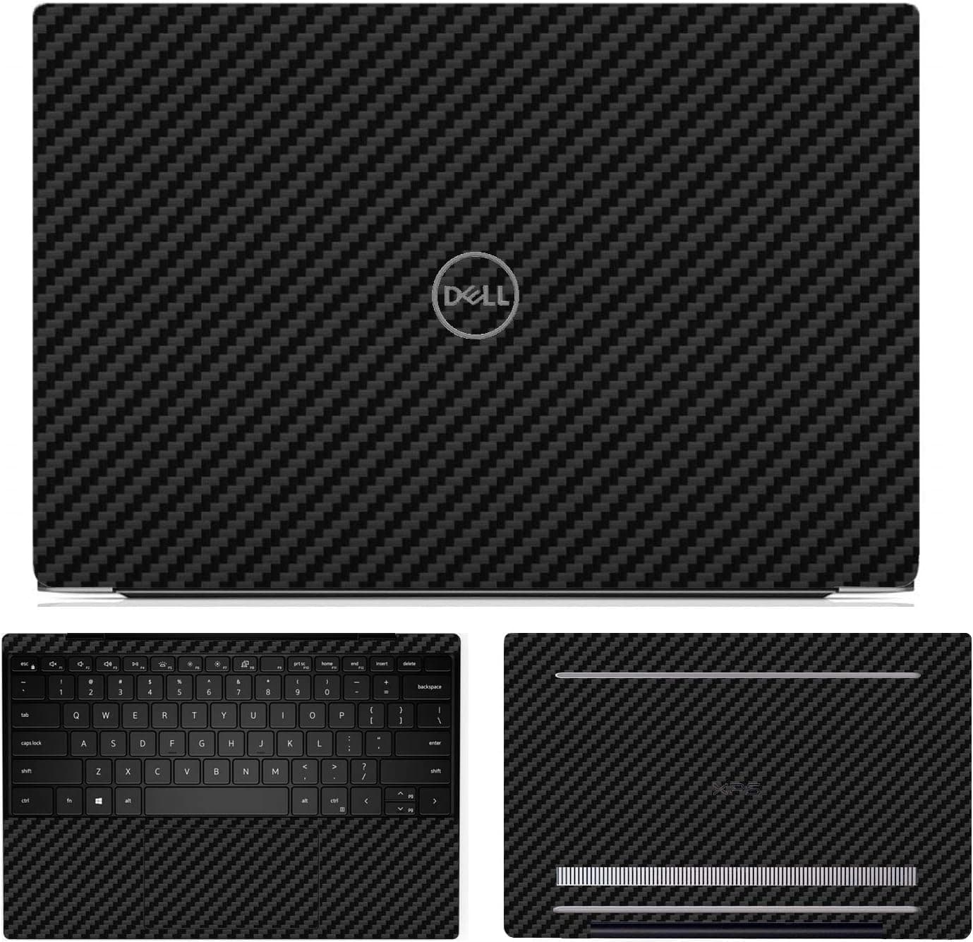 SopiGuard Skin for 2021 2020 Dell XPS 13 Model 9310 9300 Precision Edge-to-Edge Vinyl Sticker Top, Keyboard, Bottom 3 Panels Full Set (Carbon Black)