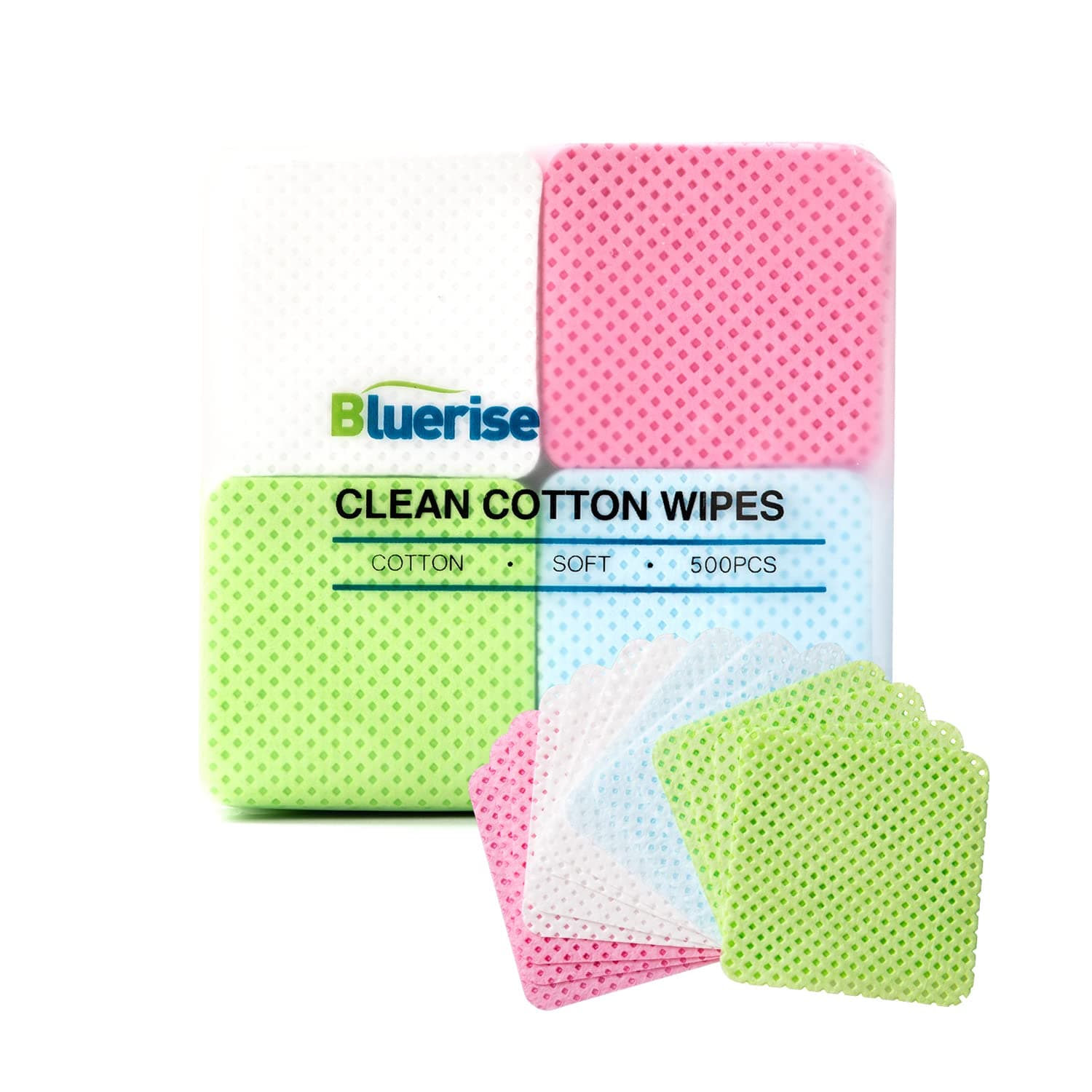 BLUERISE Lint Free Nail Wipes Colorful 500pcs Nail Polish Remover Pads Soft Absorbable Eyelash Extension Glue Cleaning Wipes