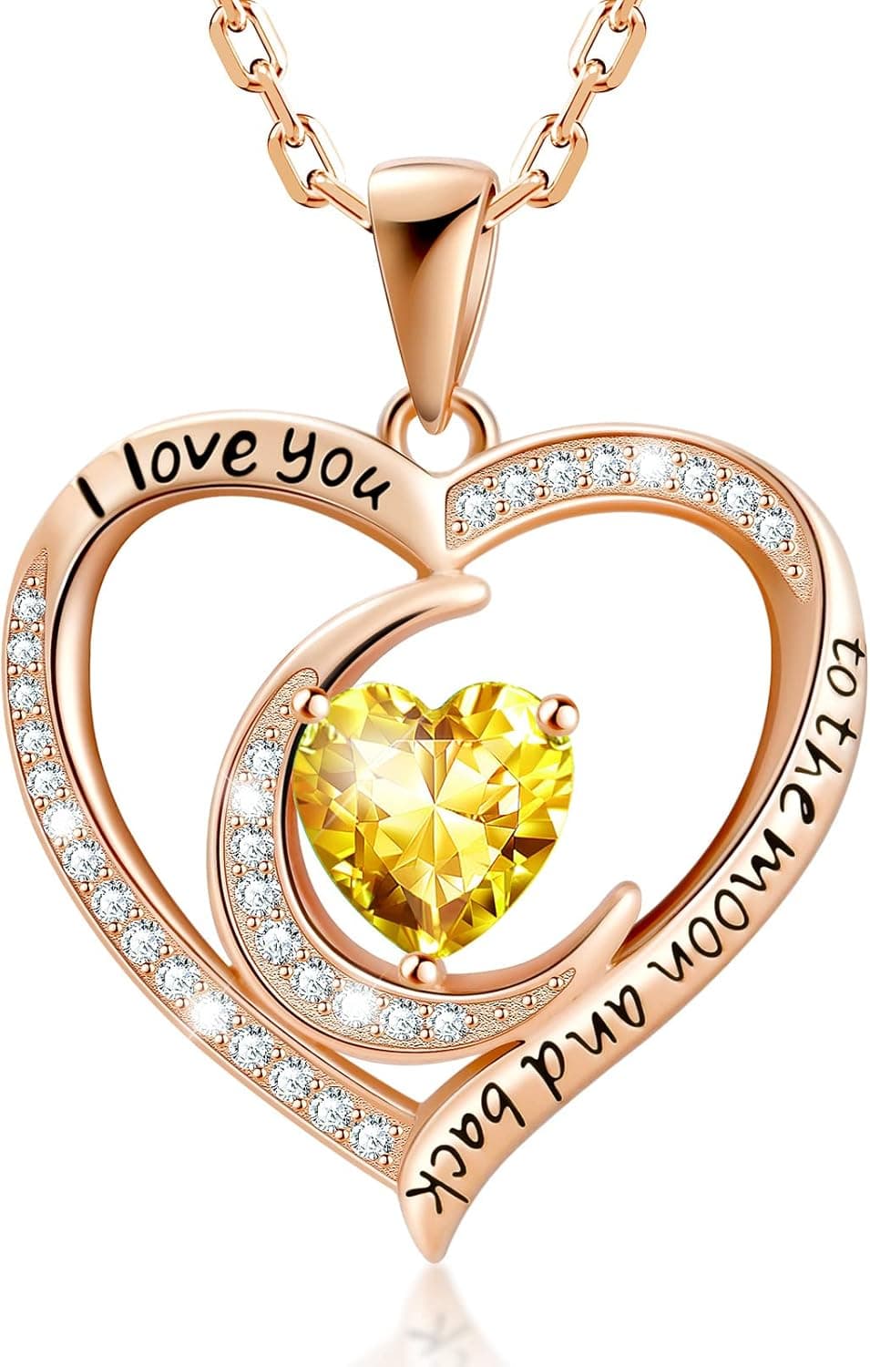 Heart Necklace Pendant, Sterling Silver Birthstone Necklace for Women with Chain 17.7"+2" Extender, Mothers Day Gift for Mom, Danity Jewelry Gifts for Wife Girlfriend Daughter