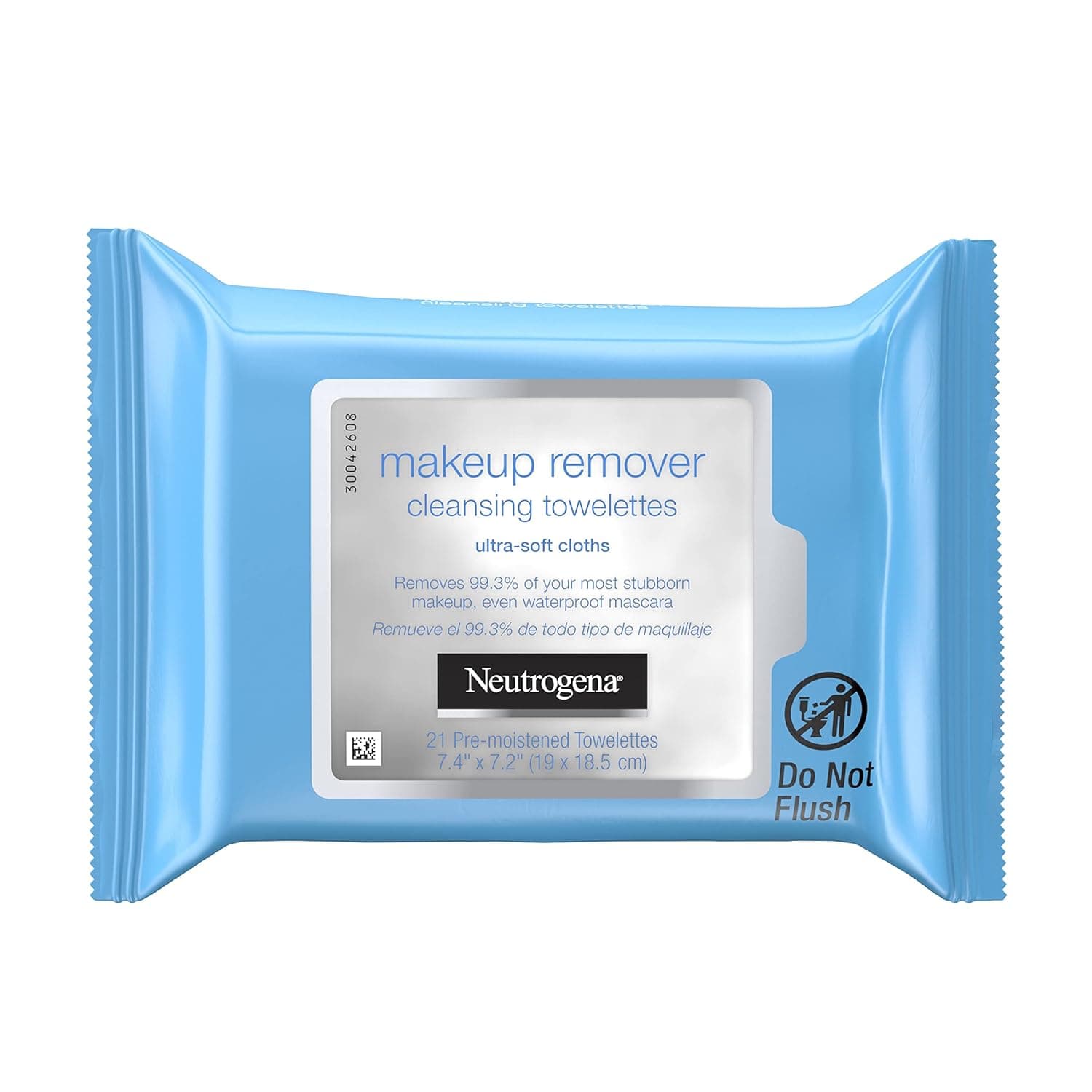 Neutrogena Makeup Remover Cleansing Facial Towelettes, Daily Gentle Face Wipes to Remove Oil, Dirt, & 99.3% of Makeup, Safe for Sensitive Eyes, Alcohol Free Wipes in Resealable Pack, 21 ct