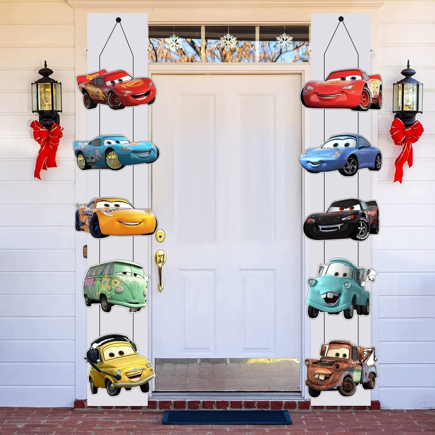 Race Cars Porch Sign Door Hanging Banner, Cars Birthday Party Supplies for Boys and Girls Kids Party Decorations Decor