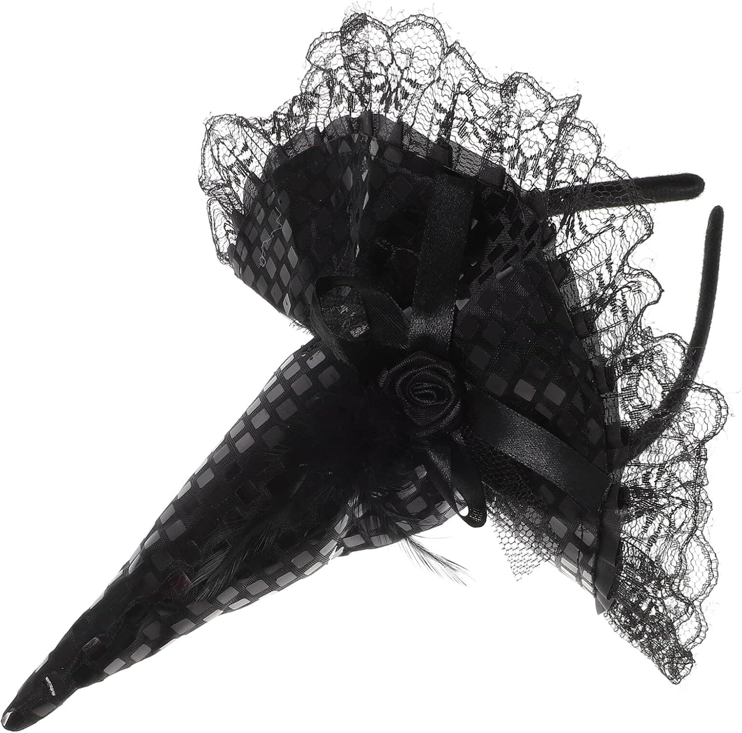 TINKSKY Children Halloween Headband Feather Party Witch Hat for Costume Dress up Party Performance Supplies (Black)