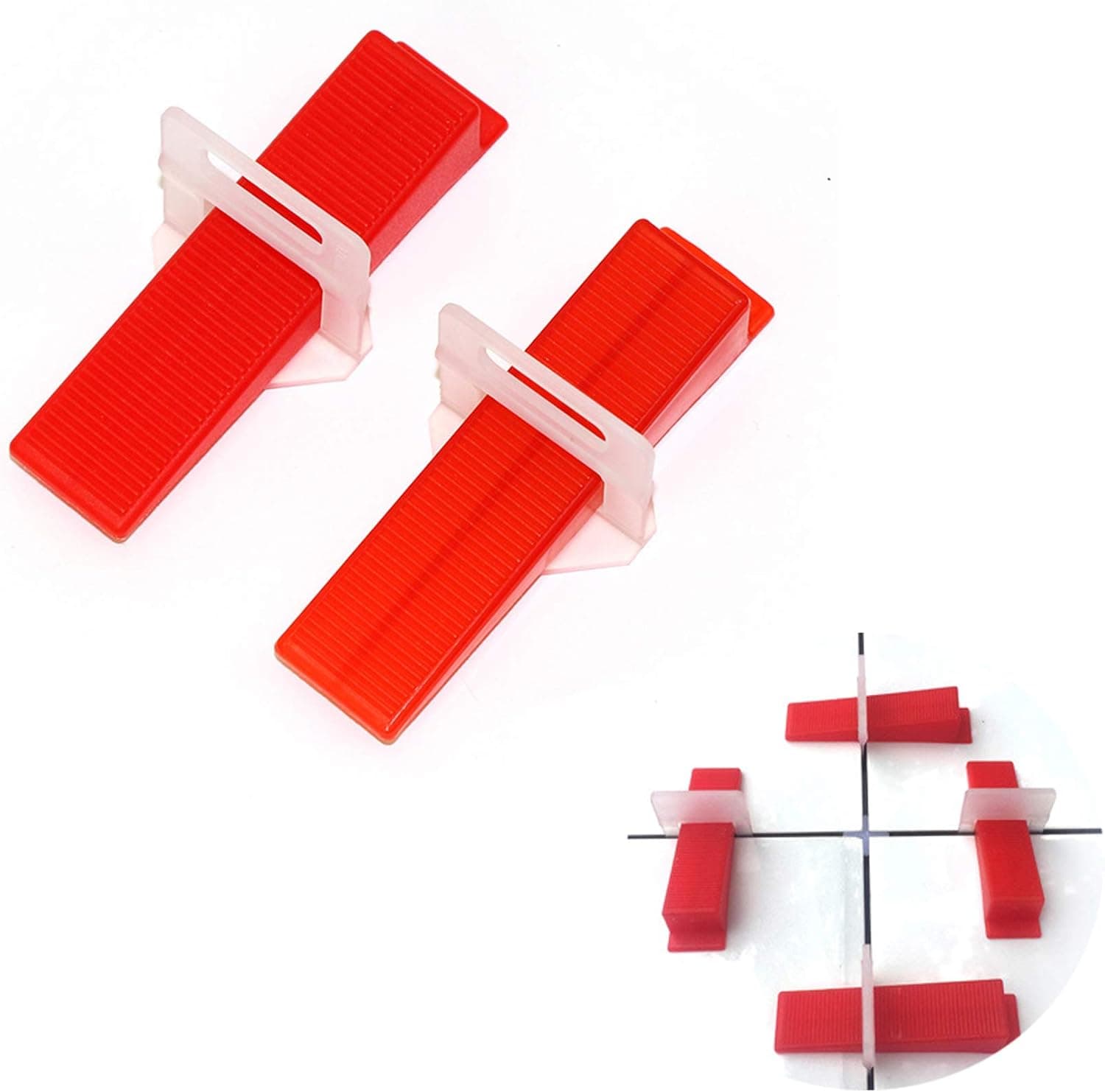 Miukada Tile Leveling System, DIY Tiles Leveler Spacer. 400 Pieces Leveling Spacer Clips and 100 Pieces Reusable Wedges