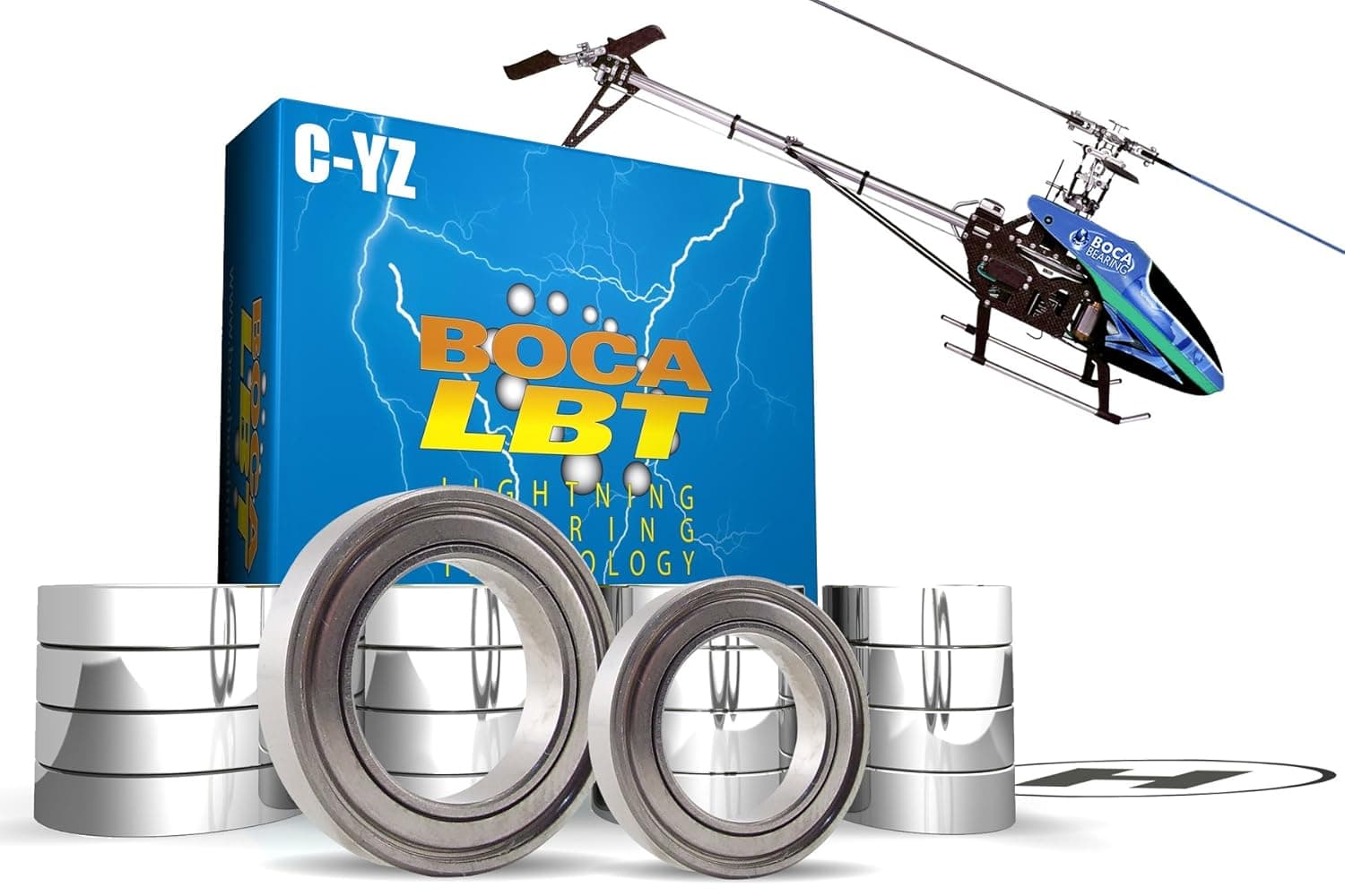 Boca Bearings - Compatible/Replacement for Traxxas LaTrax Alias Quadricopter Ceramic Hybrid Upgrade Bearings #H97-001C-YZ