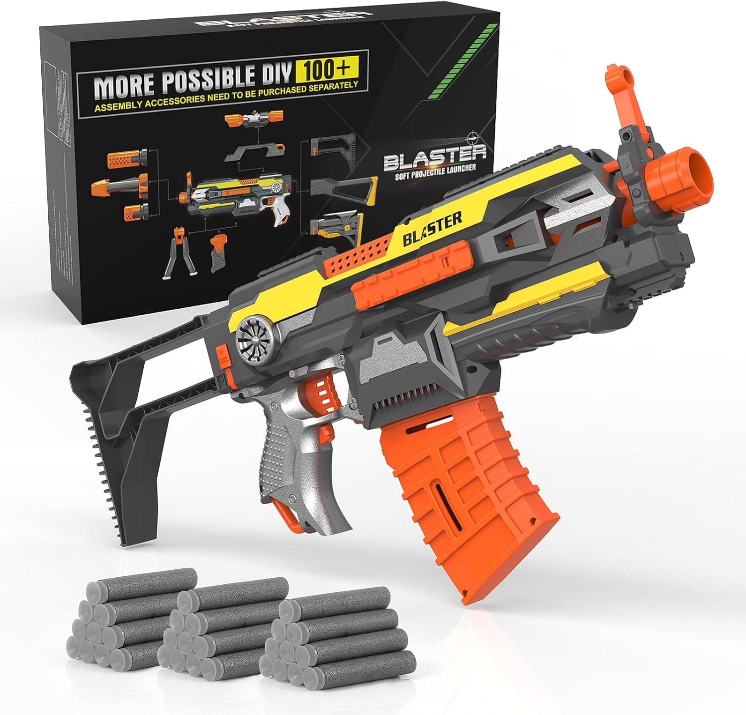 Toy Gun for Nerf Guns Automatic Machine Gun, Electric Toy Foam Blasters & Guns with 30 Bullets for Boys 8-12, Outdoor Shooting Gun for Multiplayer Game, Great Birthday Gift for Kids, Teens & Adults