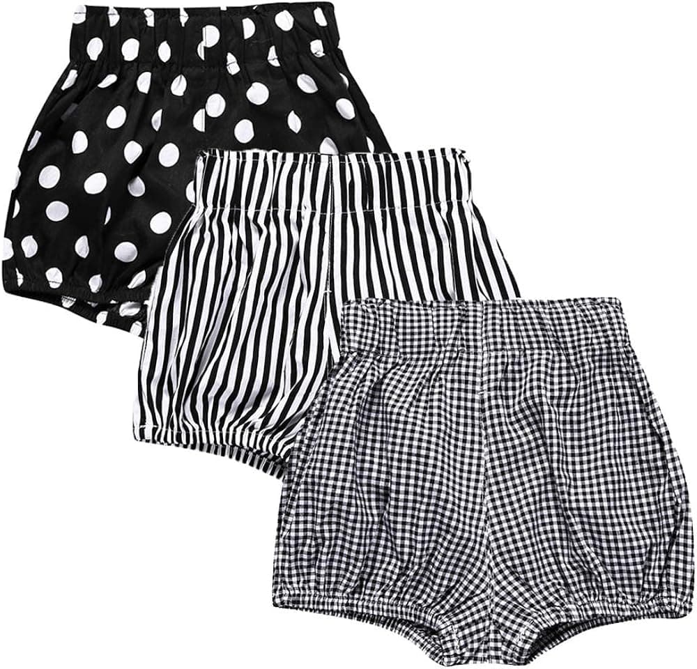 MYGBCPJS Baby Girls Boys 3 Pack Cotton Linen Blend Cute Bloomer Shorts Loose Harem Shorts