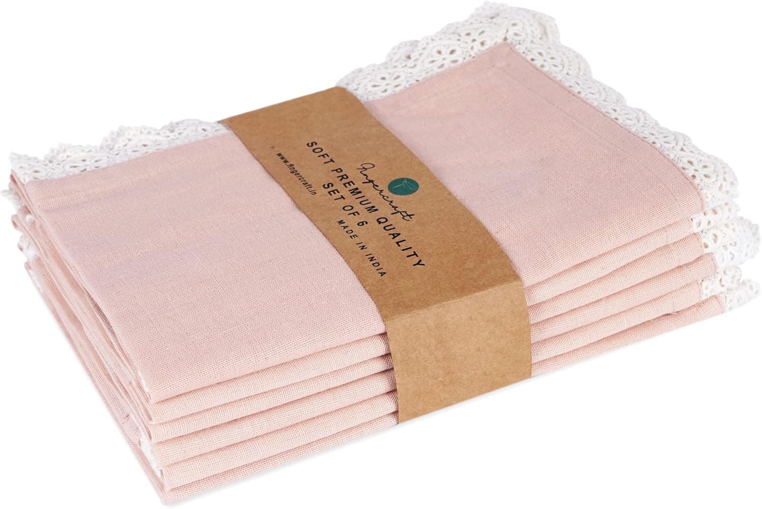 Cloth Napkins Dinner Vintage lace Washable in Cotton Linen Fabric, 6 Pack, Premium Quality, Mitered Corners for Every Day Use, Pre Shrunk and Good Absorbency Christmas Cloth Napkins Dusty Pink Lace
