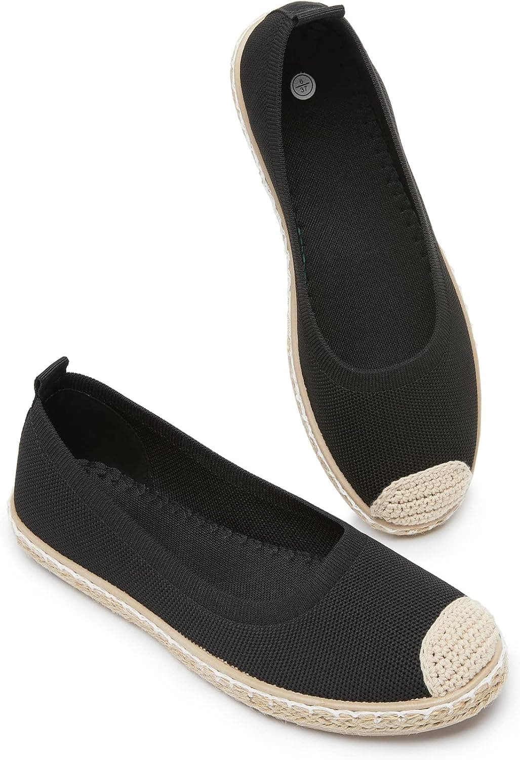BABUDOG Womens Espadrilles Breathable Flats Shoes Mesh Slip on Loafers Soft White Flats