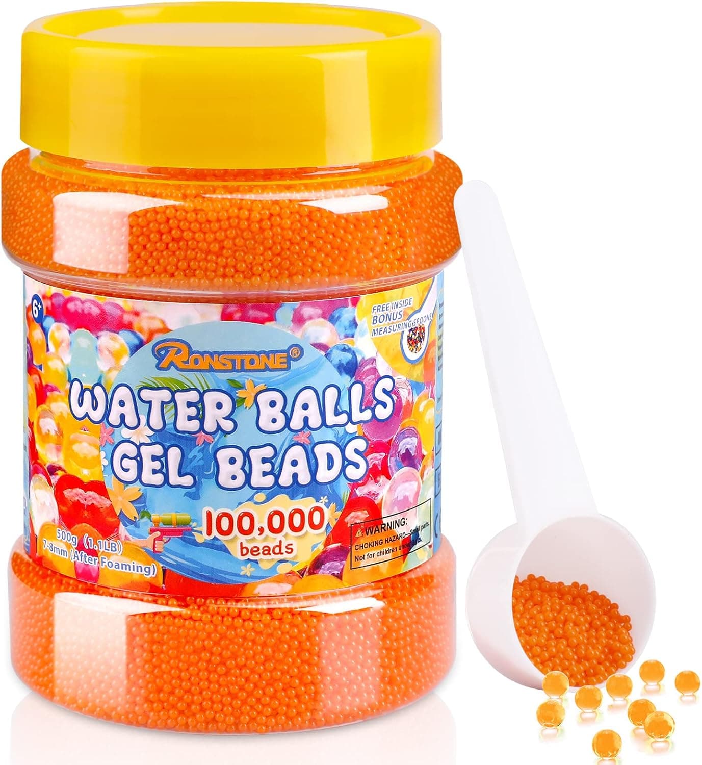 Water Balls Beads Refill Ammo (7-8 mm, 100,000 Pieces) - Gel Balls Blaster Bullets, Growing Gel Balls for Kids Sensory Toys, Vases, Plant, Home Decor