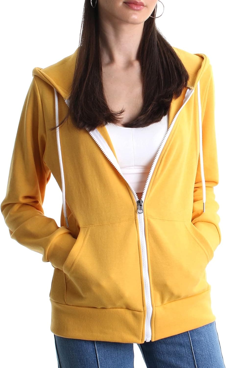 MAJECLO Women's Casual Full-Zip Hooded Lightweight Long Sleeve Sweatshirt