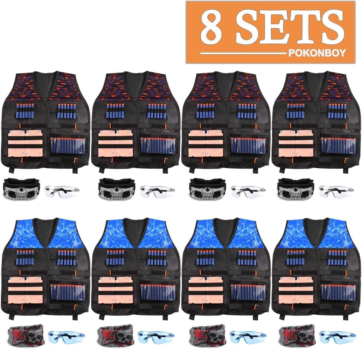 Tactical Vest Kits Fit for Nerf Guns N-Strike Elite Series for Kids Birthday Toy Gun Wars, Basement or Backyard Games, Birthday Party Supplies with Kids Vests, Face Masks, Protective Glasses