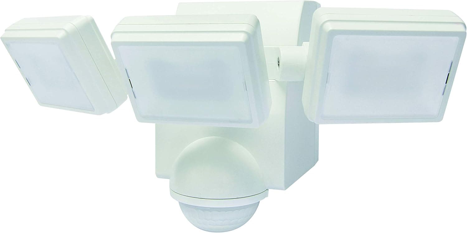 LB1895WH 1000 Lumen Battery Powered Ultra Bright Wireless LED Motion Security / Motion Sensor/ Motion Activated Flood Light, three heads for maximum adjustment (White) BEING REPLACED BY LB1912WH