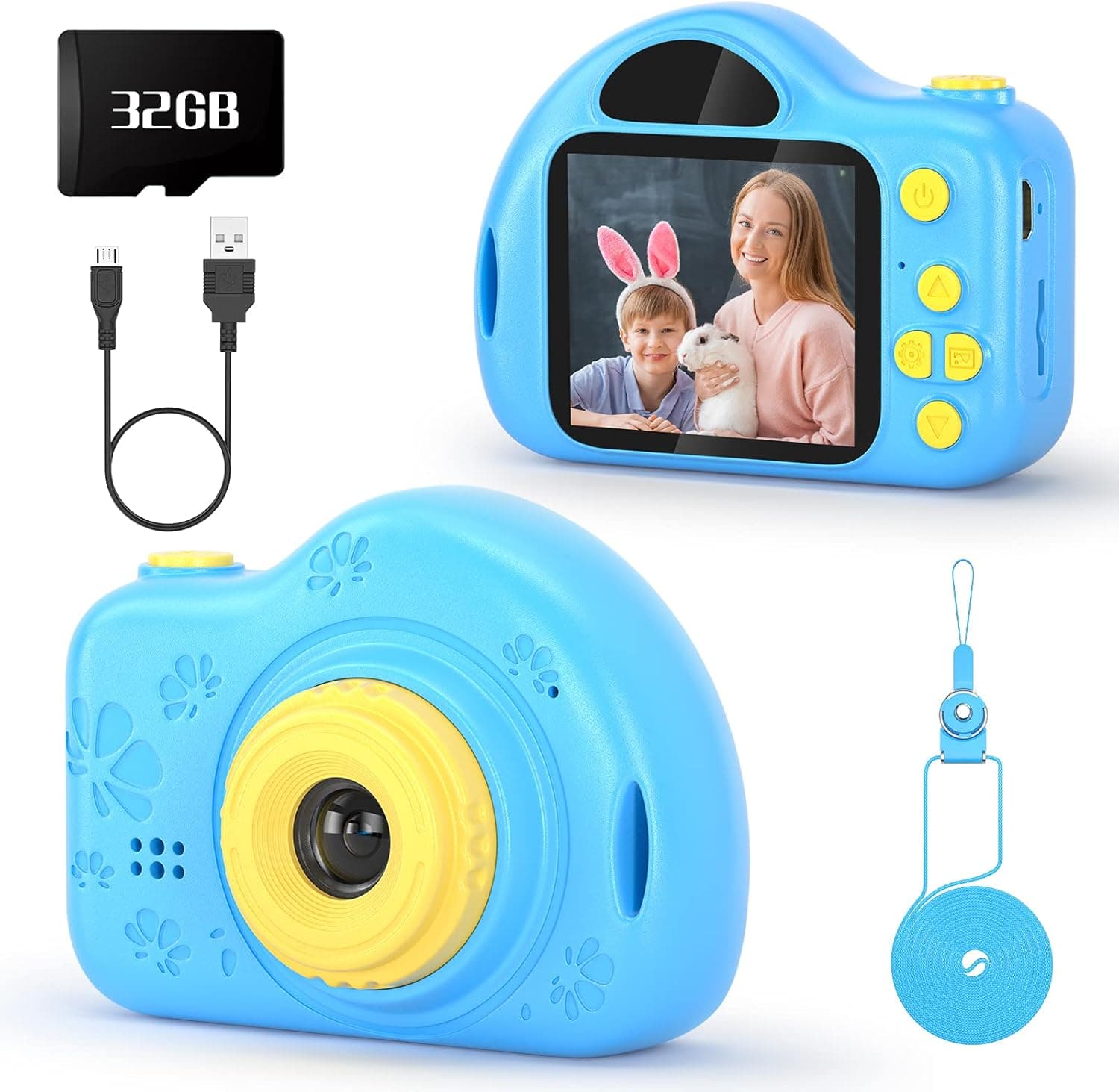 voltenick Kids Camera for Girls 2 Inch 1080P Video Toy Cameras Children Christmas Birthday Gift for Toddler Age 3-9 Years Old Boys with 32GB SD Card (Blue)