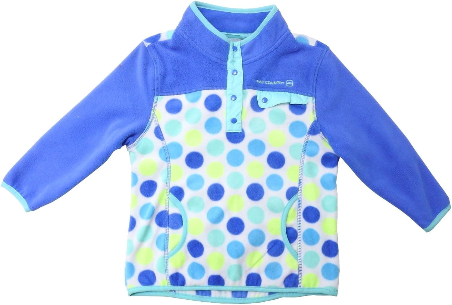 Free Country L.T.D. Little Girls Size 4 Long Sleeve Soft Microtech Fleece Pullover Sweater Jacket, Blue Kimono