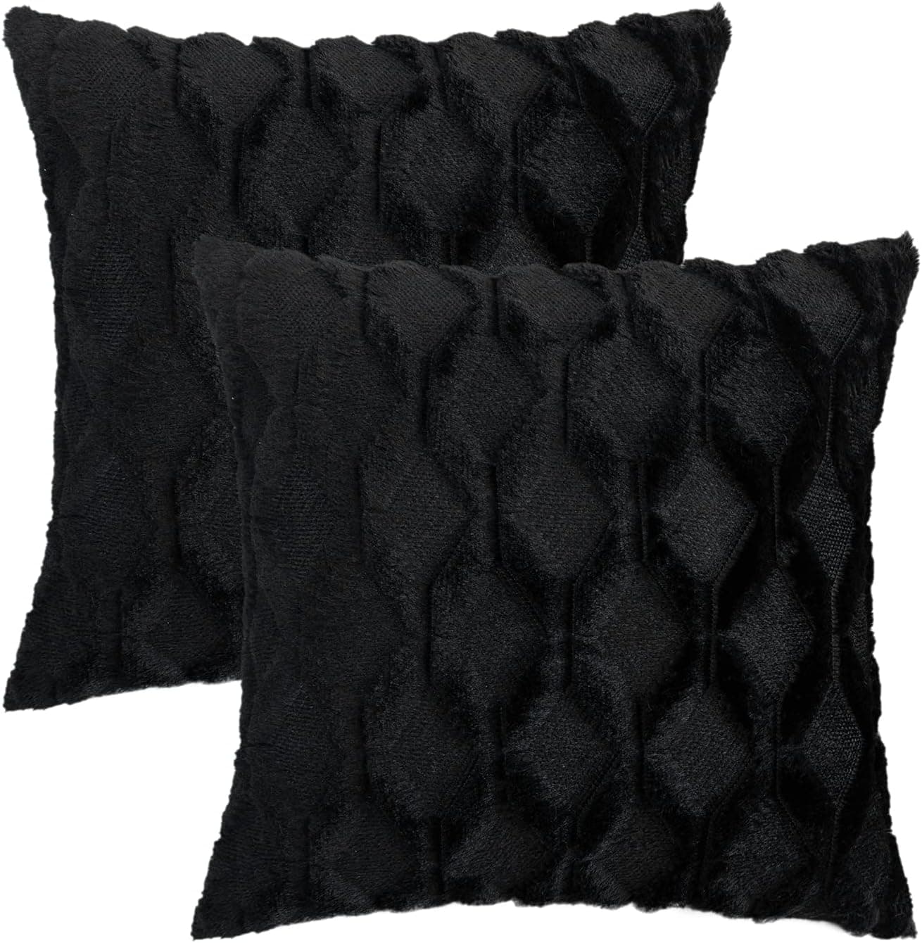 Smile of hope, Black Decorative Throw Pillow Covers 20x20 inch, Square Soft Plush Wool Faux Fur Cushion Case Luxury Style Cushion Case Pillow Shell for Sofa livingroom,Set of 2