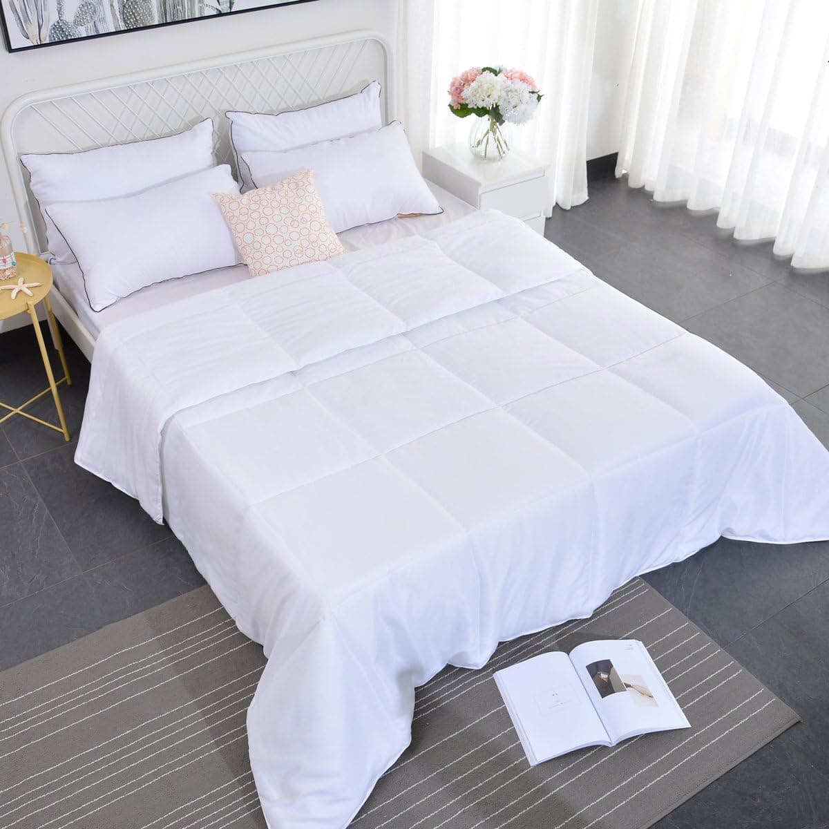 Ancaixin Spring Lightweight Queen Comforter Down Alternative Lightweight Washable Duvet Set Blanket Quilt Insert with Corner Duvet Tabs for Spring Autumn Winter