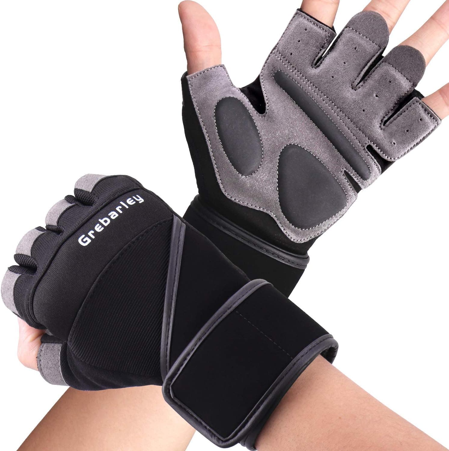 Grebarley Workout Gloves,Gym Gloves,Weight Lifting Gloves,Training Gloves with Wrist Support for Fitness,Exercise,Crossfit,Full Palm Protection & Extra Grip,Hanging,Pull ups for Men & Women
