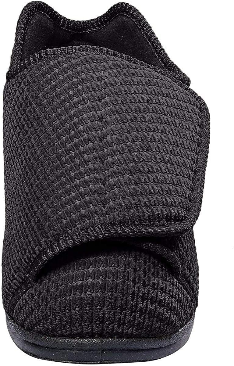 Silvert's Adaptive Clothing & Footwear Womens Extra Extra Wide Slippers - Swollen Feet - Adjustable Closure - Black 6