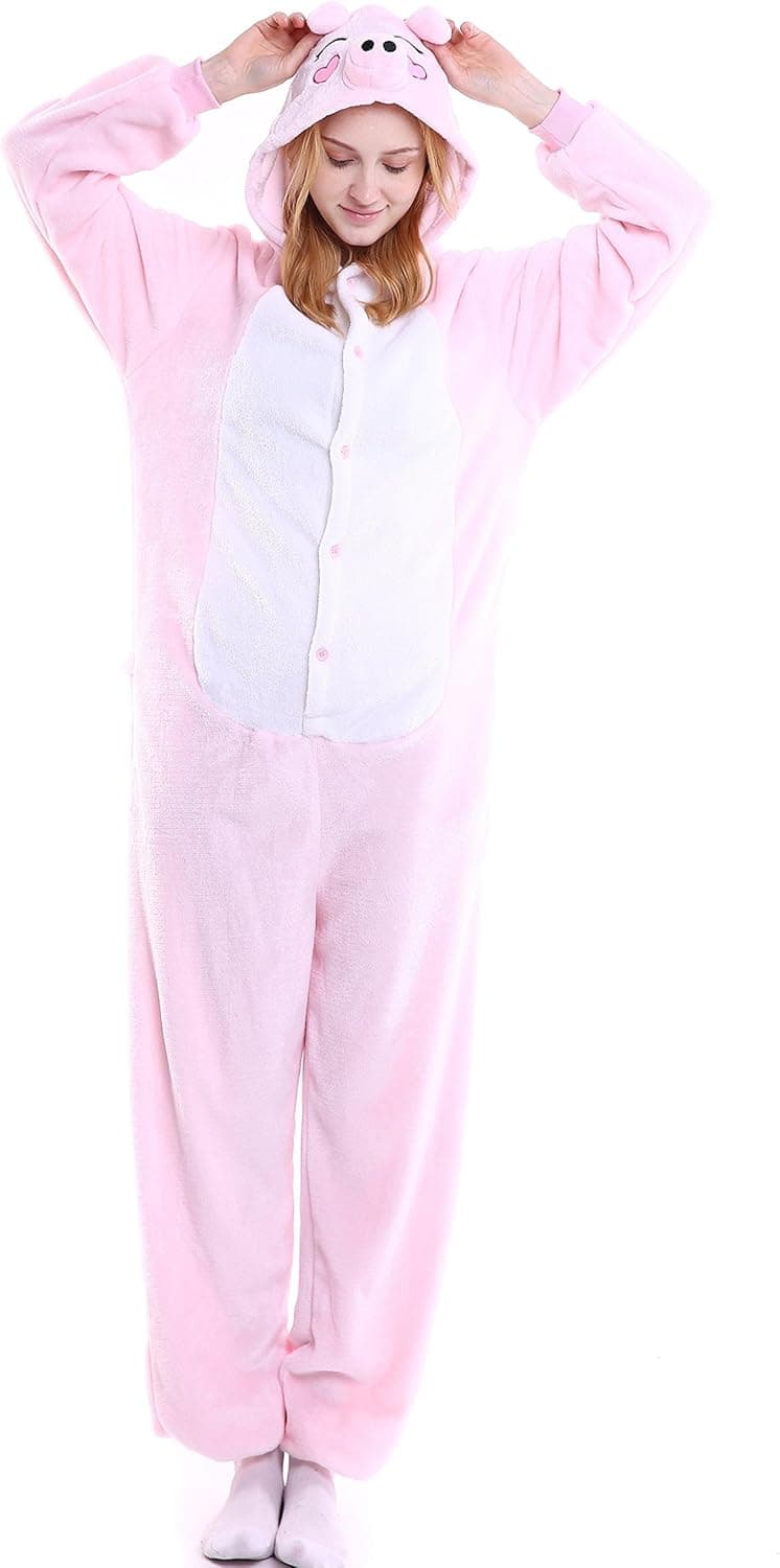 LeaLac Unisex Onesie Animal Cosplay Stage Performance Costume Adult Pajamas Pig L