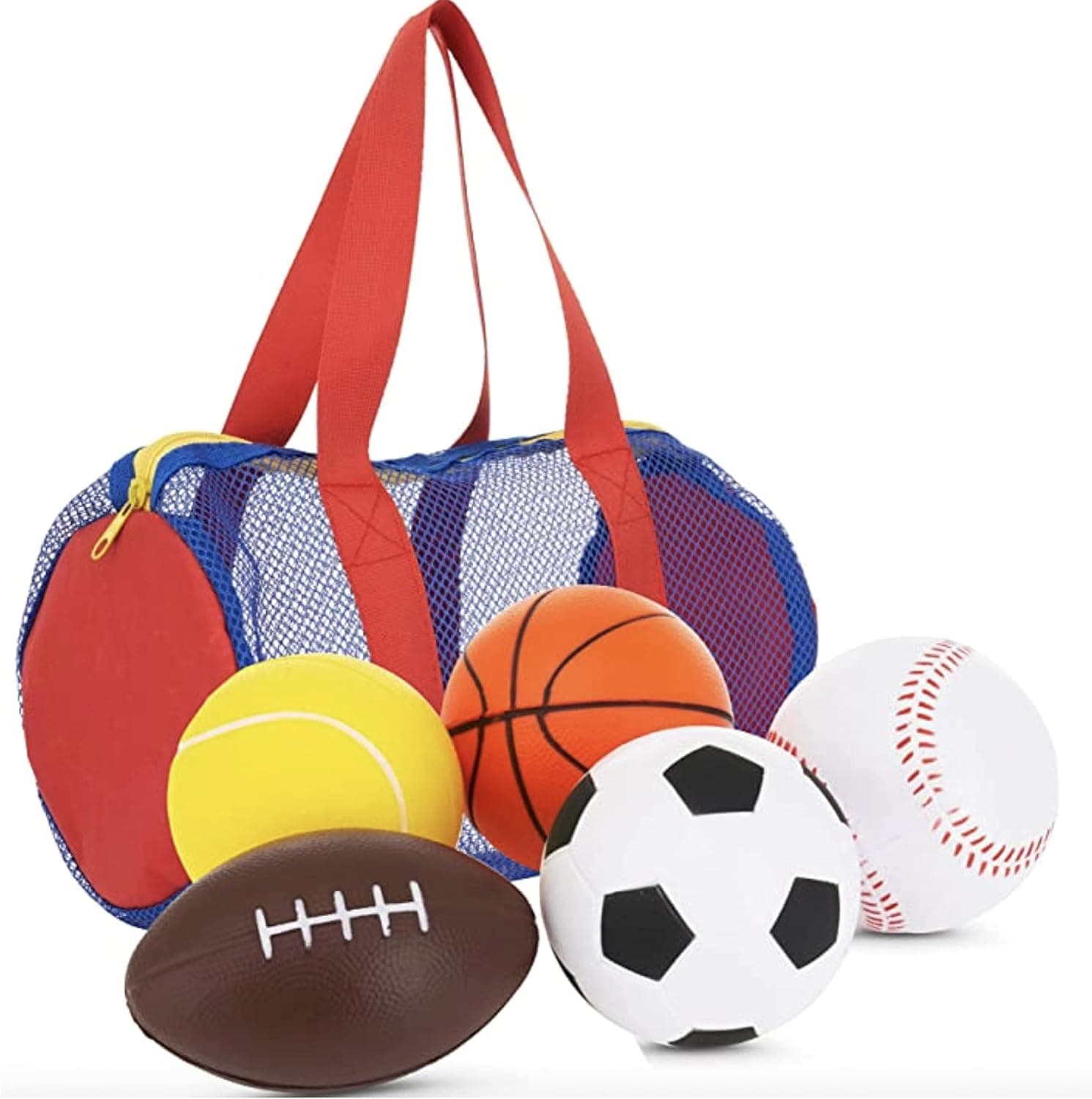 Balls for Kids, Toddler Sports Toys - Set of 5 Foam Sports Balls + FREE Bag - Perfect for Small Hands to grab - Ball Toys for Toddlers 1-3, Foam Balls for Kids - Baby Soccer Ball, Baby Sports Balls