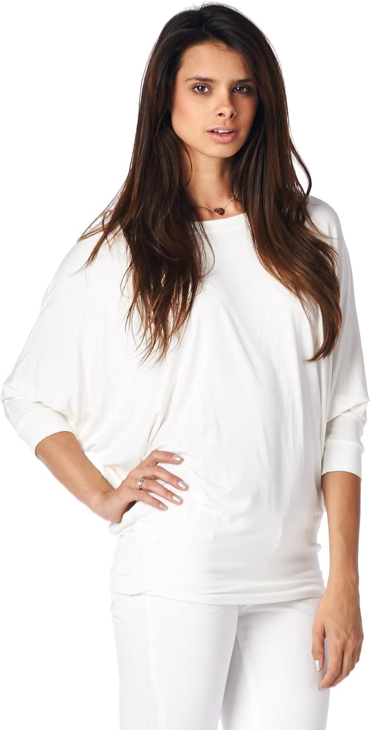 Jubilee Couture Women's Color Dolman 3/4 Sleeve Pullover Tee Shirt Top Blouse