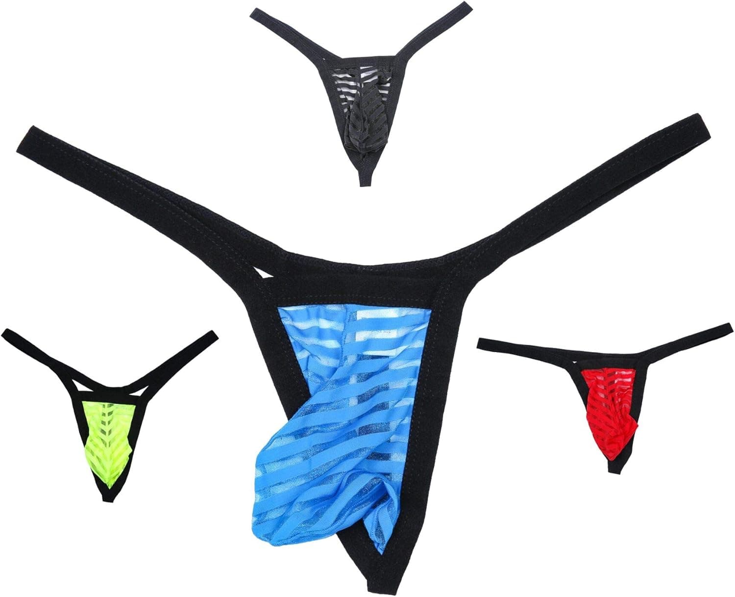 MuscleMate UltraHot Men's See-Through Thong G-String Underwear, Men's Hot T-Back Thong G-String Undie, No Visible Lines. (XL, A Set of 4 Colors)