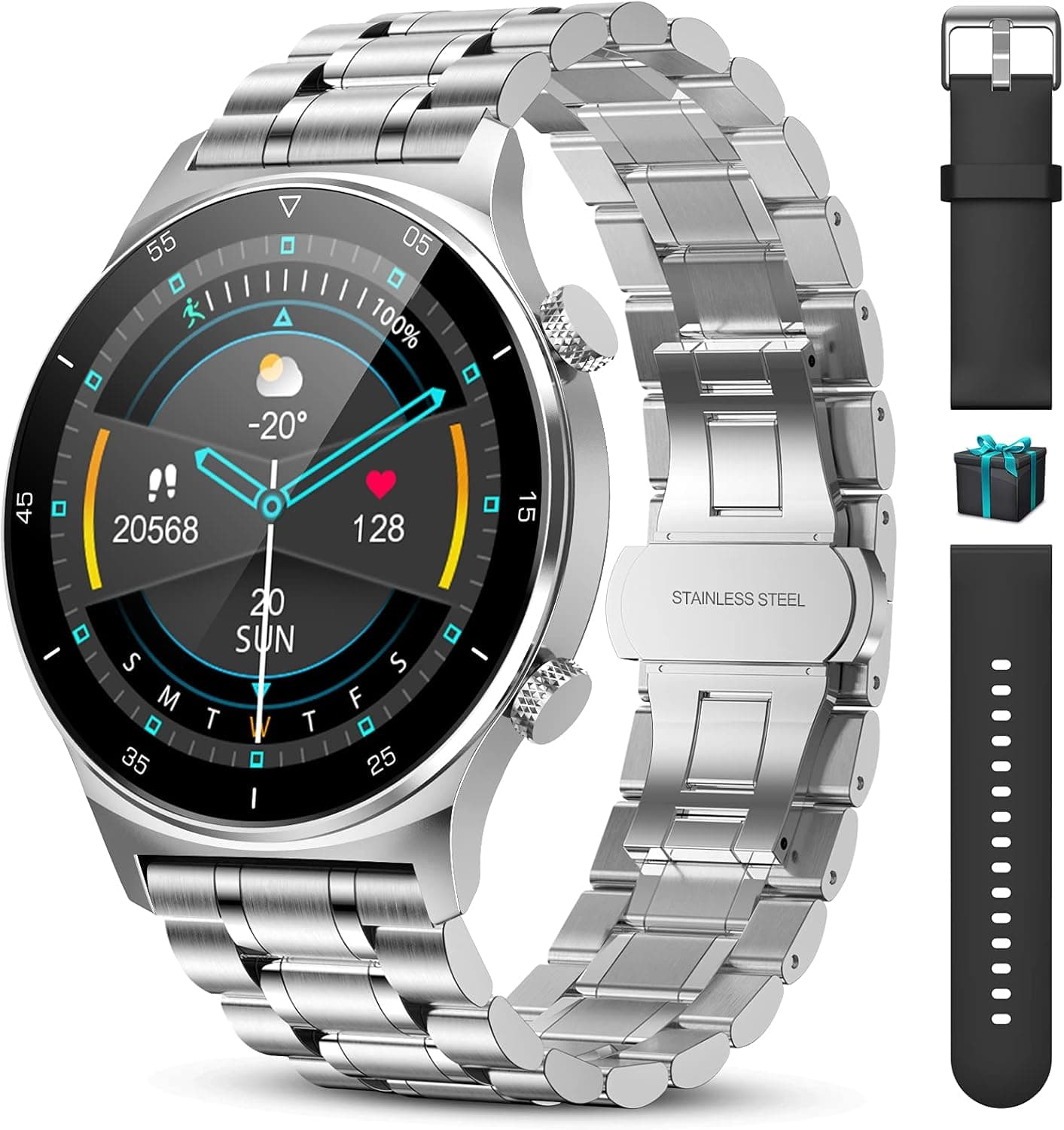 SIEMORL Smart Watch for Android Phones Compatible,Fitness Tracker Smartwatch with Heart Rate Sleep Blood Pressure Monitor,IP67 Waterproof Step Counterr Activity Tracker Fitness Watches for Mens