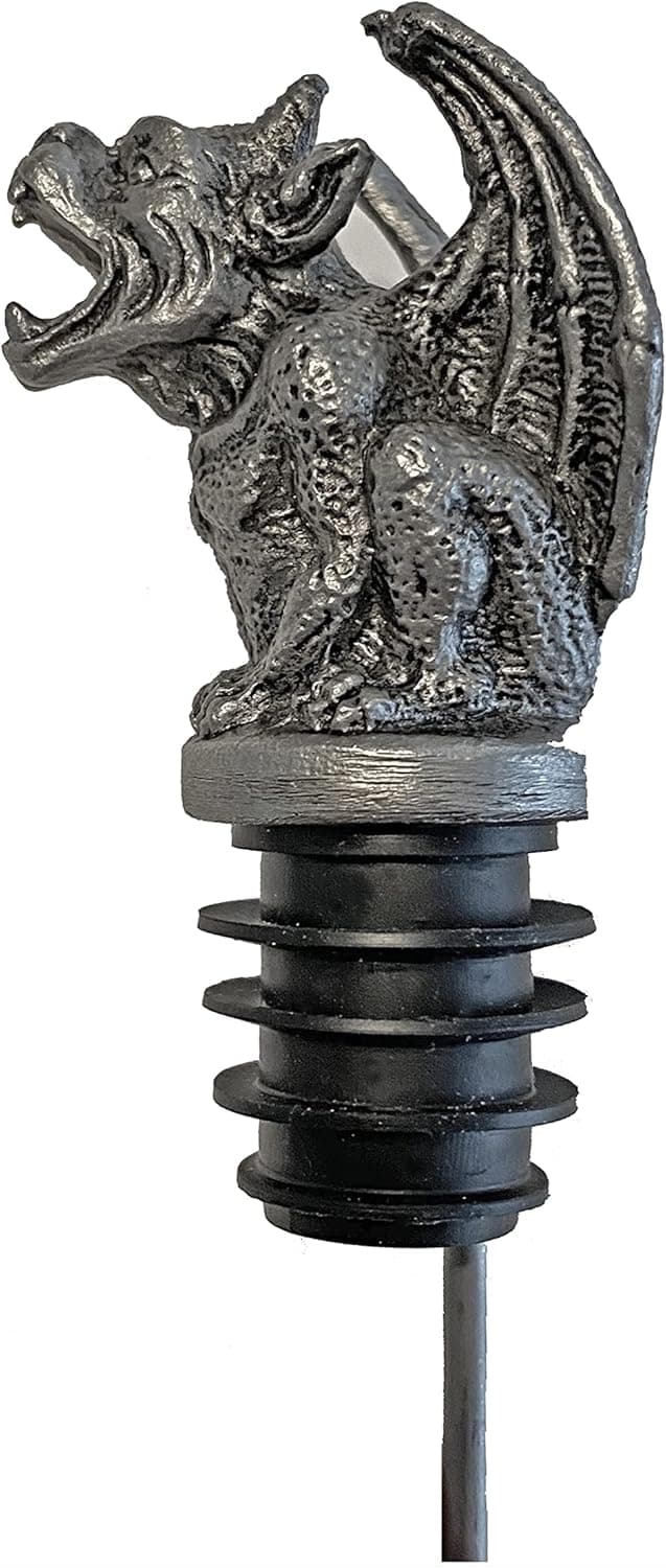 Spectrum Wine Specialities Gargoyle Stainless Steel Wine Aerator Pourer Premium Aerating Decanter with Food Grade Silicone Stopper for White and Red