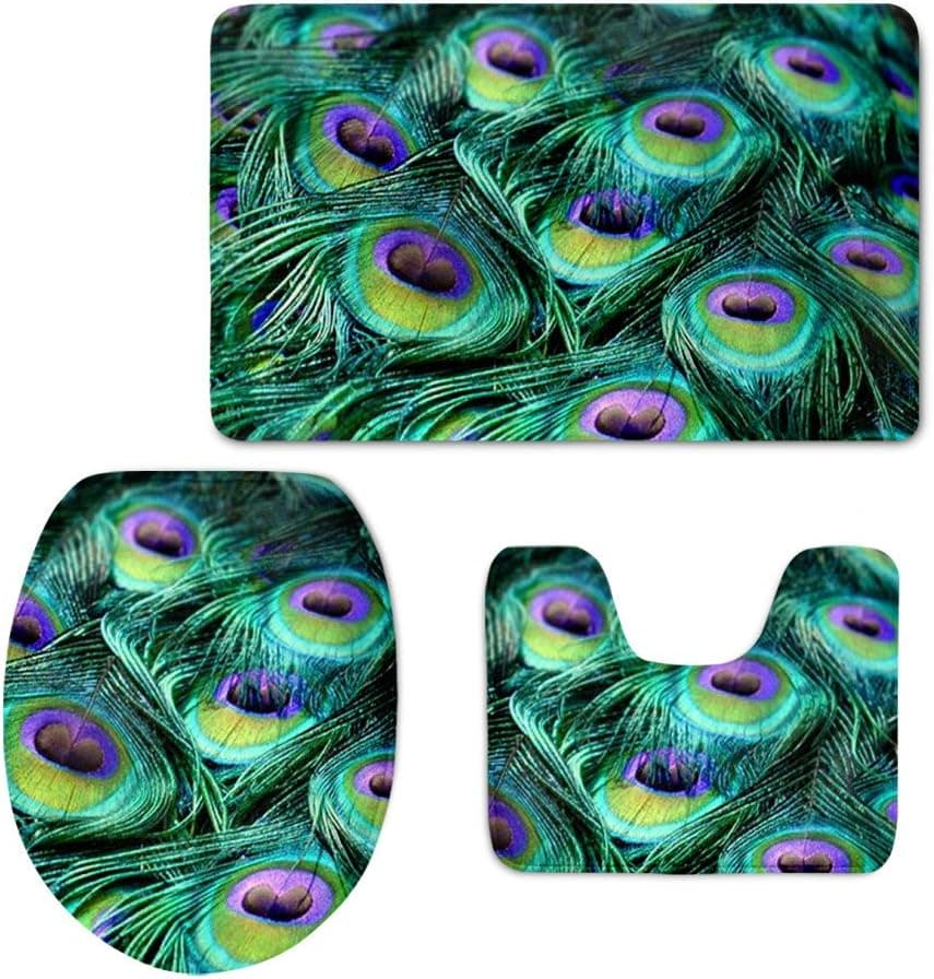 Bigcardesigns Fashion Peacock Feather Designs Bathroom Mats Set