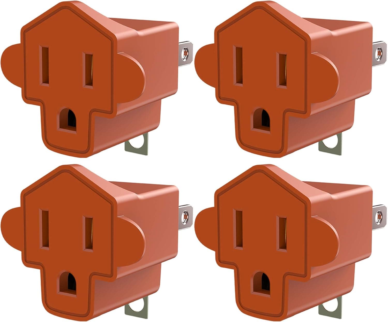 3-2 Prong Adapters Grounding Adapter JACKYLED 3-Prong to 2-Prong Adapter ETL Listed Fireproof Material 200℃ Resistant Heavy Duty Wall Plugs for Household Appliances Industrial, Orange, 4 Pack