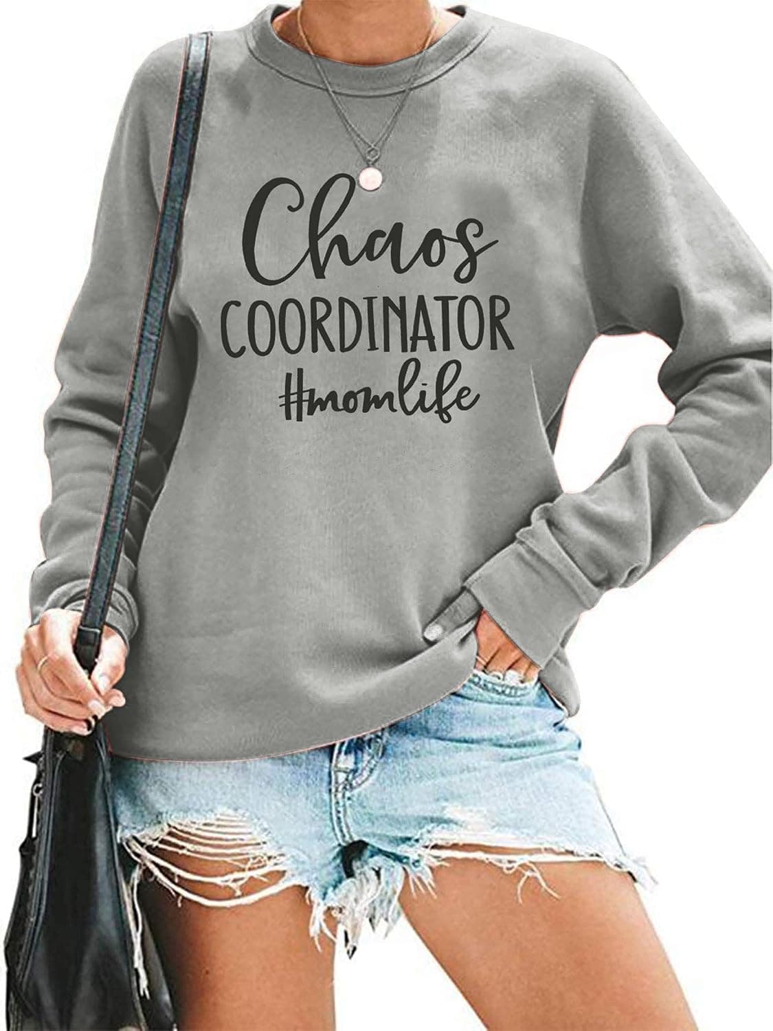 FASHGL Chaos Coordinator Sweatshirt Women Mom Life Pullover Blouse Cute Causal Lightweight Tops
