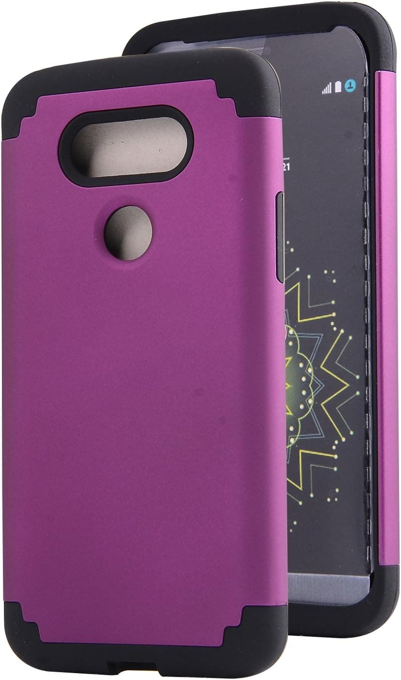 LG G5 Case, Firefish 2 in 1 Hybrid High Impact Heavy Duty Dual Layer Shell Bumper Armor Defender Case Cover for LG G5 -Purple/Black