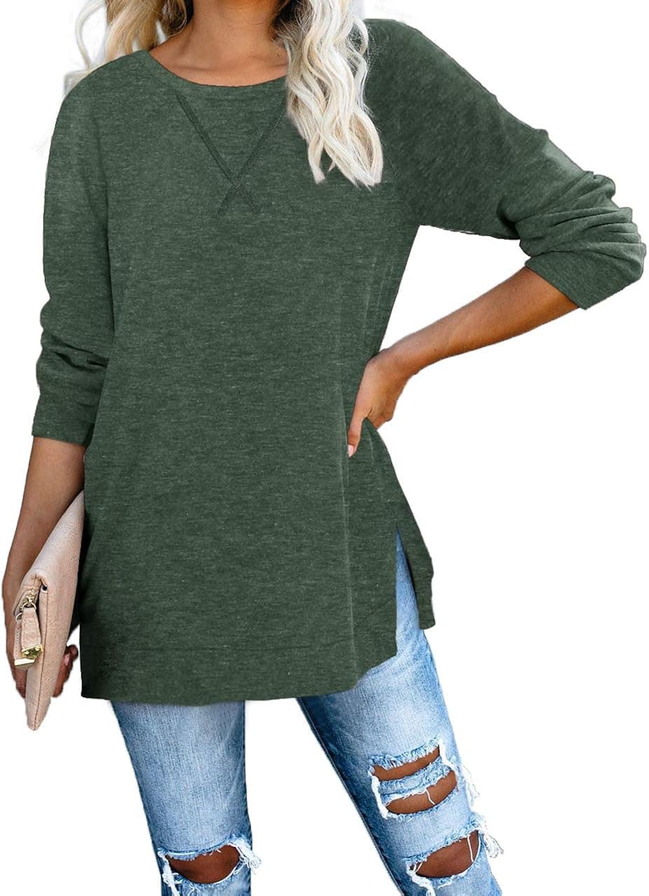 Jescakoo Womens Short Sleeve Boat Neck Casual Dressy Loose Tops Tunic T Shirts