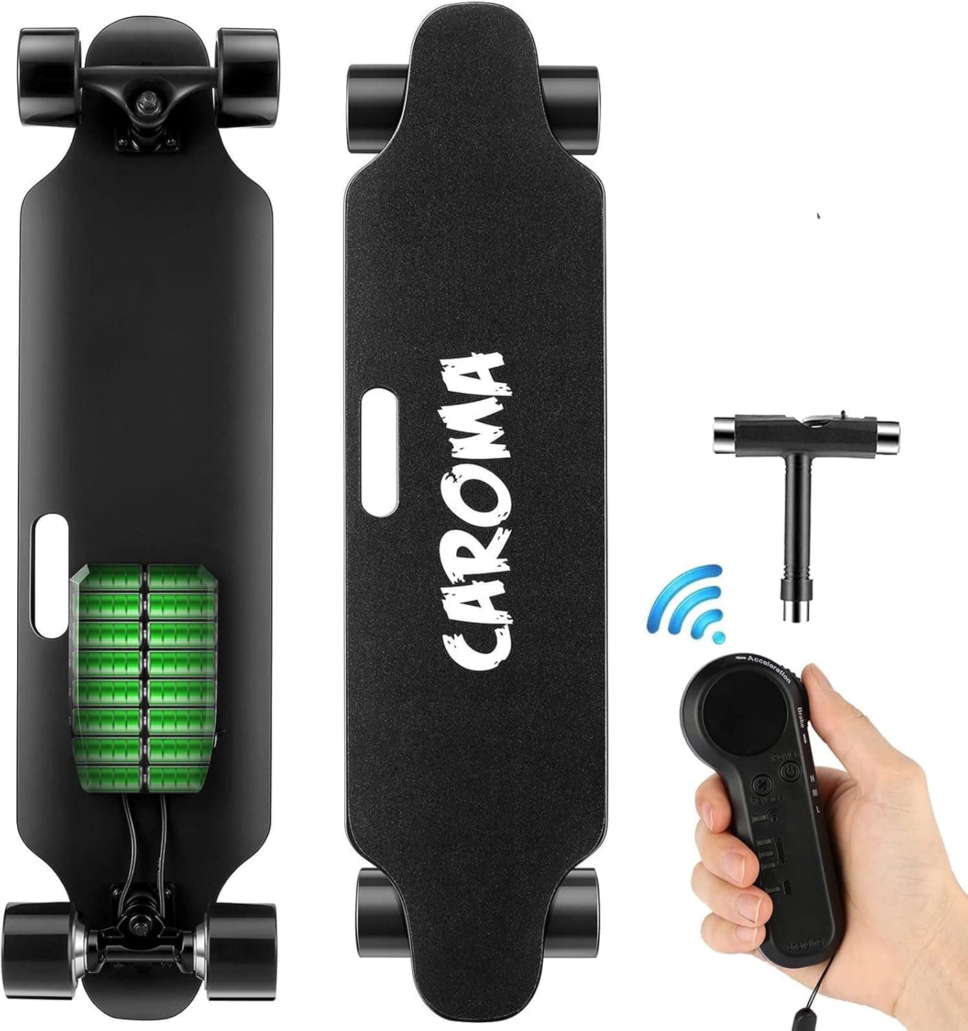 Caroma Electric Skateboard for Adults, 700W Electric Longboard for Adults Teens,18.6MPH Top Speed, 12Miles Range, 3 Speed Modes, 8 Lays Maple, 300 Max Load, 12 Months Warranty