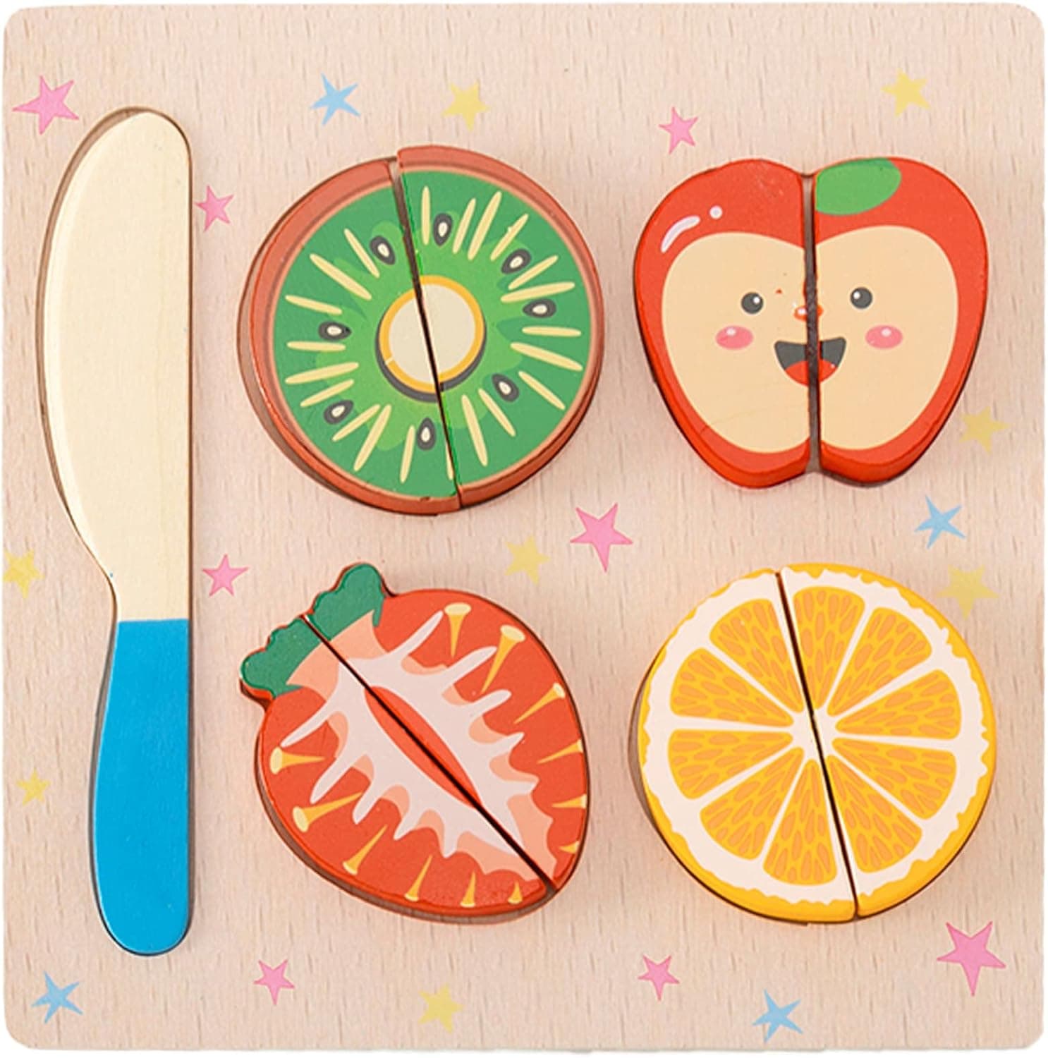 CUCOS Wooden Cutting Puzzles for Kids Ages 1-5 Years Old, Fruit Toddler Puzzles, Learning Toys Educational Gift for Girls and Boys