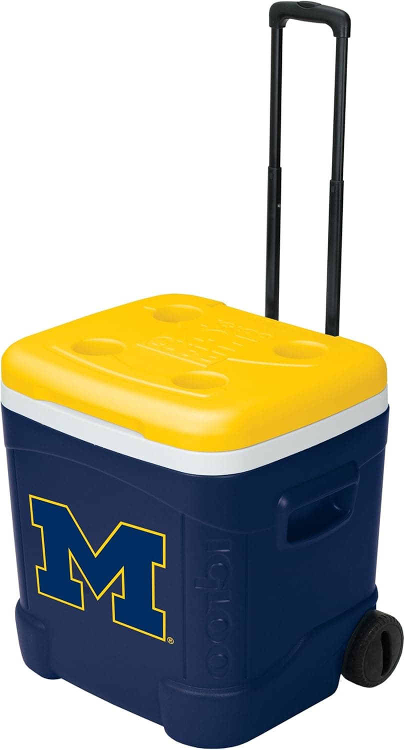 Igloo NCAA Michigan Ice Cube Roller Cooler (60 Quart, Blue/Yellow)