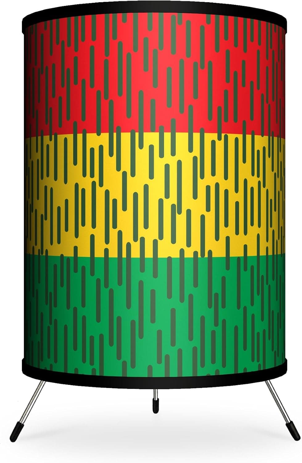 Lamp-In-A-Box TRI-VAR-RASRA Various Rasta Rain Camo Tripod Lamp, 14" x 8" x 8"