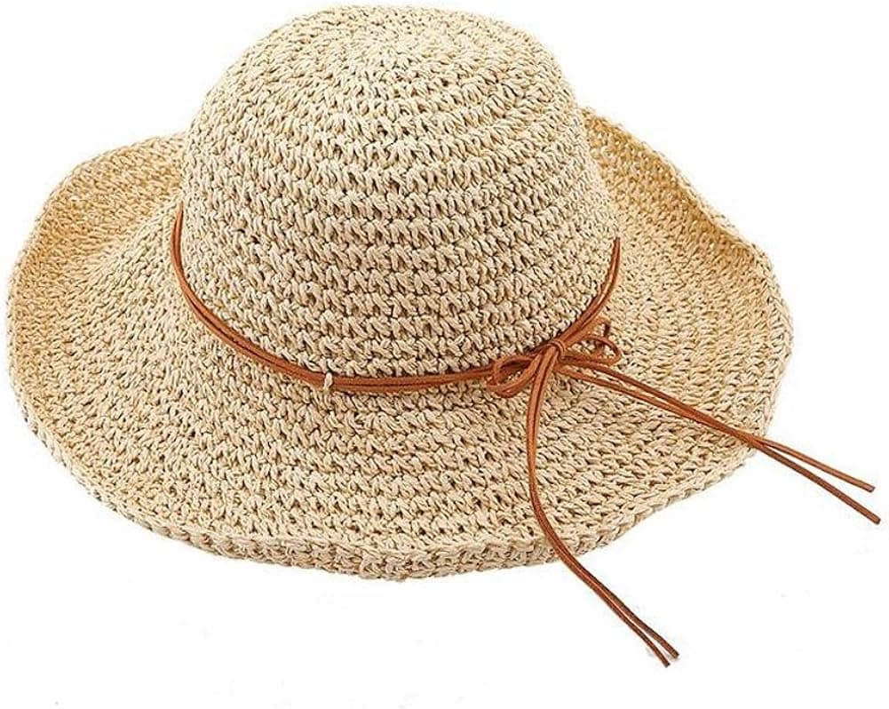 Glamorstar Women's Summer Beach Cap Foldable Braid Sun Straw Hats