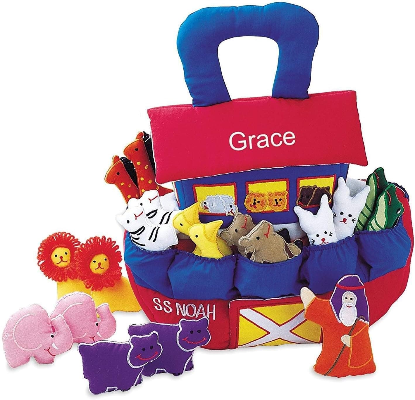 Pockets of Learning Personalized Noah's Ark Soft Play Set for Toddlers and Children, Fabric Activity, Cloth Pretend Bible Play Toy