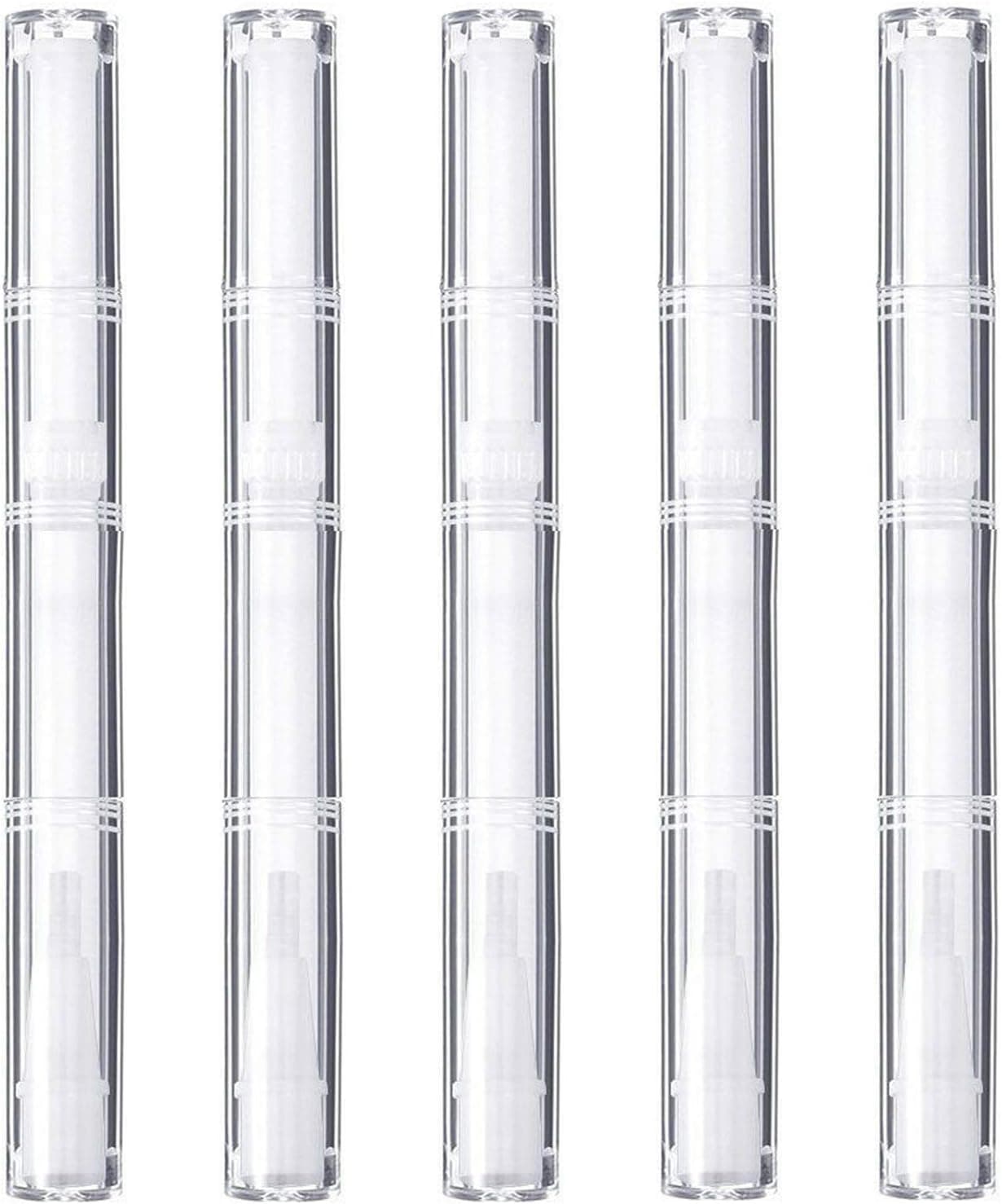 Meshatty Disposable Transparent Twist Pens, 5 Pack 3 ml Empty Nail Oil Pen with Brush Tip, Cosmetic Lip Gloss Container Applicators, Eyelash Growth Liquid Tube